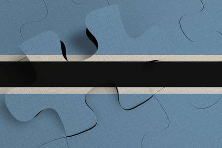 Composition of the concept of crisis and integration of a country   Botswana   FLAG PAINTED ON PUZZLE 3D RENDERの写真素材