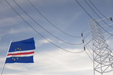 Electricity consumption and production in countries with the flag of Cape Verde 3D render.の写真素材