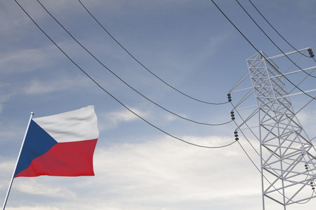 Electricity consumption and production in countries with the flag of Czech Republic 3D render.の写真素材