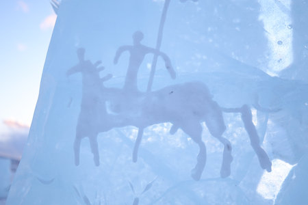 Drawing of a rider on the iceの写真素材