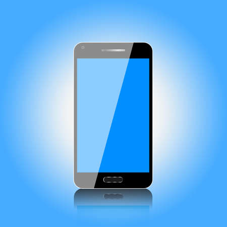 Black touch screen mobile phone with blue backgroundのイラスト素材