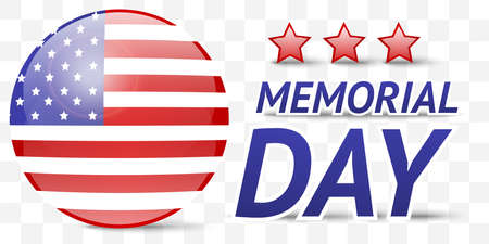 Transparent Memorial day sign with flag and starsのイラスト素材
