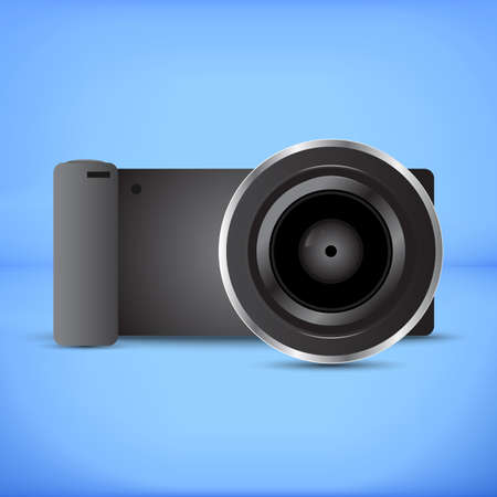Black plastic Digital Mirrorless interchangeable lens cameraのイラスト素材