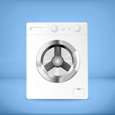 White washing machine with buttons and blue backgroundのイラスト素材