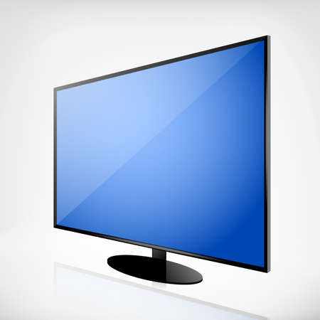 Black plasma TV with light blue screenのイラスト素材