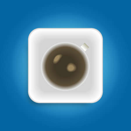 A cup with tee on a plate with shadowsのイラスト素材