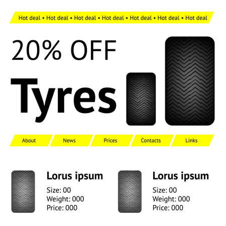 Automobile tyres web site templateのイラスト素材