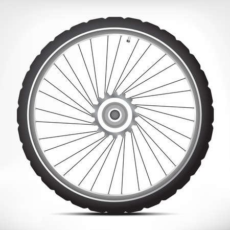 Black bicycle wheel with light backgroundのイラスト素材