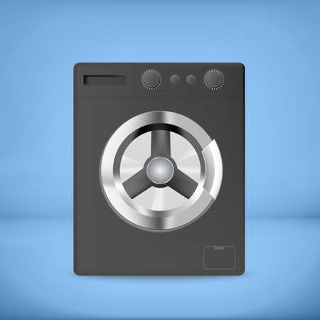 Black washing machine with blue backgroundのイラスト素材