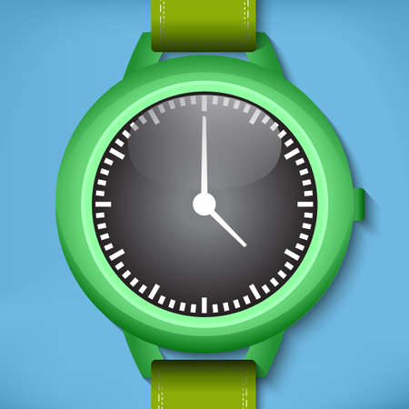 Green analog watches with blue backgroundのイラスト素材