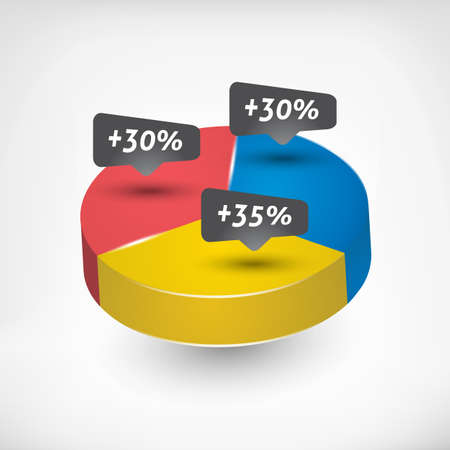 Multi color pie chart with percentage templateのイラスト素材
