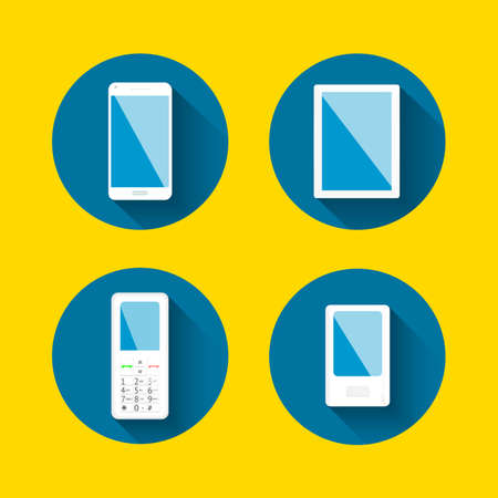 Mobile electronic devices longshadow setのイラスト素材