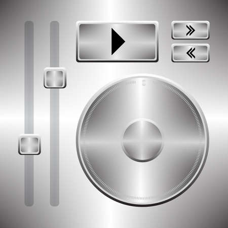 Metallic software music elements icon setのイラスト素材
