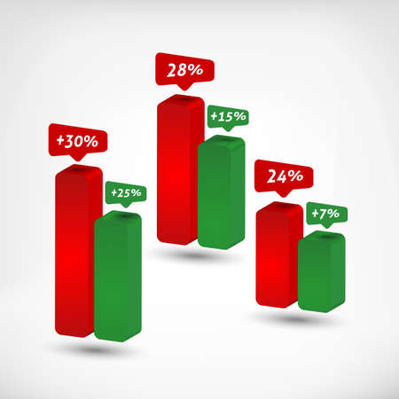 Three dimensional multicolor diagramm for infographicのイラスト素材