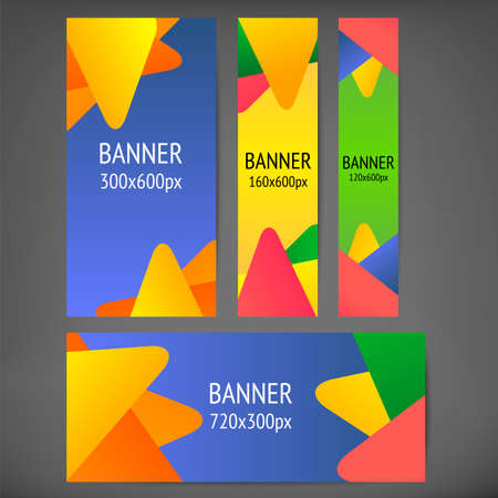 Horizontal and vertical web banners with multi color backgroundsのイラスト素材