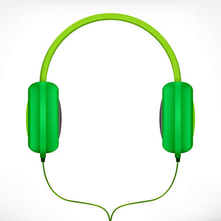 Green plastic headphones with wiresのイラスト素材