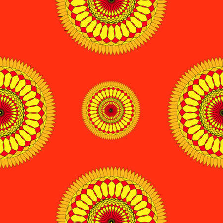Seamless colorful pattern in oriental style. Colorful ornamental background with mandala elements. Islam, Arabic, Asian motifsのイラスト素材