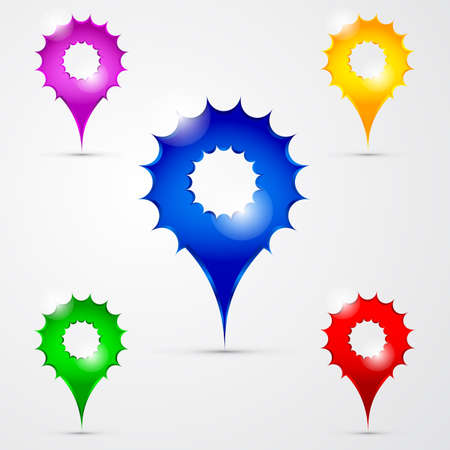 Different colors set of bright map pointersのイラスト素材
