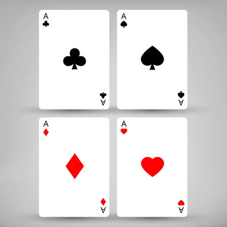 Four Aces cards with gray backgrounds and shadowsのイラスト素材