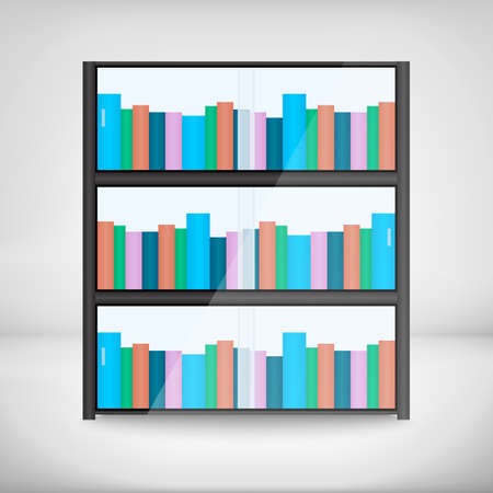 Shelves with colorful books in flat design style.のイラスト素材