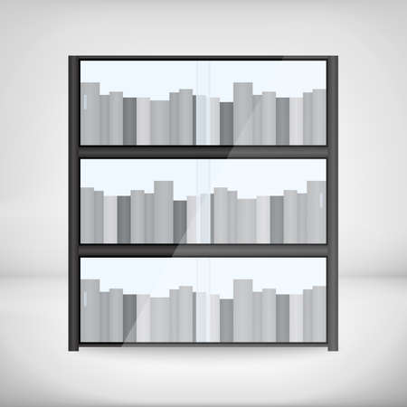 Shelves with colorful books in flat design style.のイラスト素材