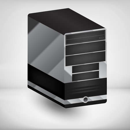 Middle size metallic computer tower with hdd slotsのイラスト素材