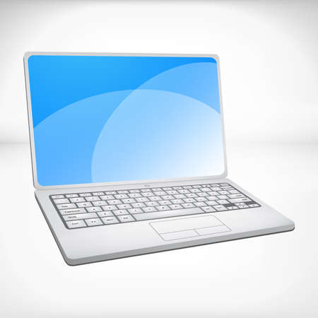 metallic 3d rendering of a laptop with blue graphicsのイラスト素材