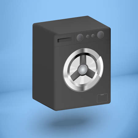 Closed washing machine on blue background. 3dのイラスト素材