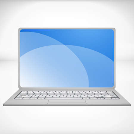 metallic 3d rendering of a laptop with blue graphicsのイラスト素材