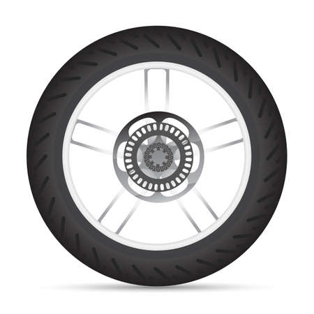 Motorbike wheel. Detailed wheel for motorbike.  In vectorのイラスト素材