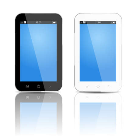 Smartphones vector mockup black and white. Can use for background frame. brochure object. web element, object for printing, app background mockup.のイラスト素材
