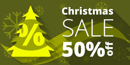 Christmas sale design template with green backgroundのイラスト素材