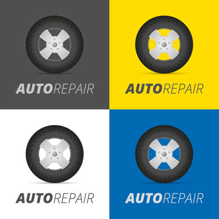 Tire service professional wheels installation service infographic elements set vector illustrationのイラスト素材
