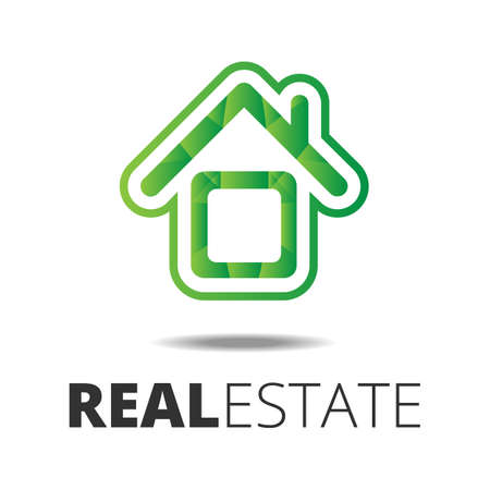 Real estate icon or  with house inside and sample textのイラスト素材