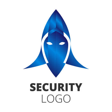 Security  with blue gradient knight head and sample textのイラスト素材