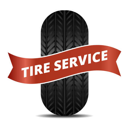 Black tires with red background sign, logo templateのイラスト素材