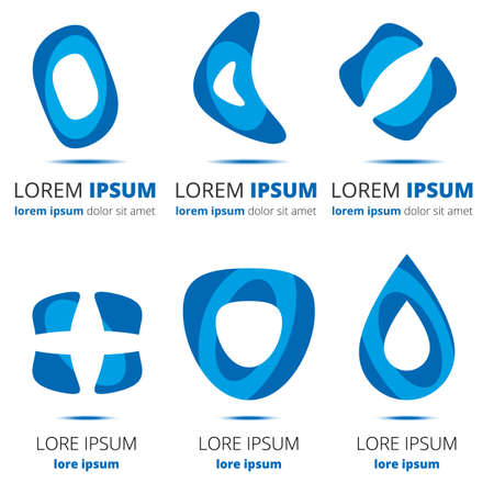 abstract icon set with different shapes and blue colorのイラスト素材