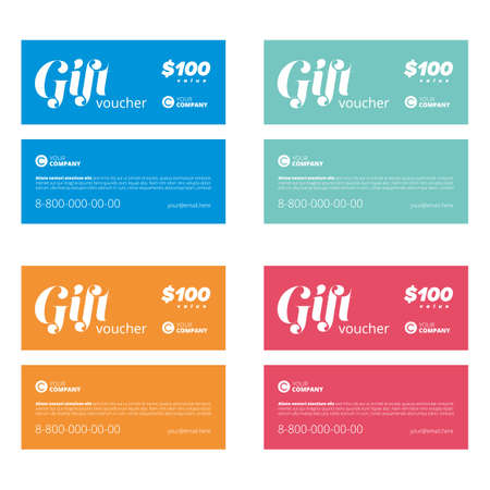 multi color gift coupon set with text templatesのイラスト素材