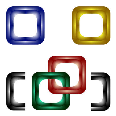 Colorized chain links set on white backgroundのイラスト素材