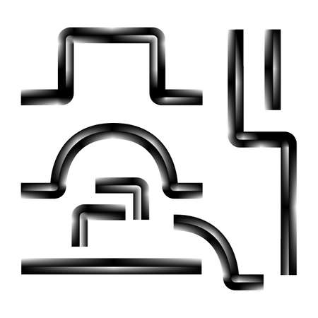 curved pipe set with reflections on a white backgroundのイラスト素材