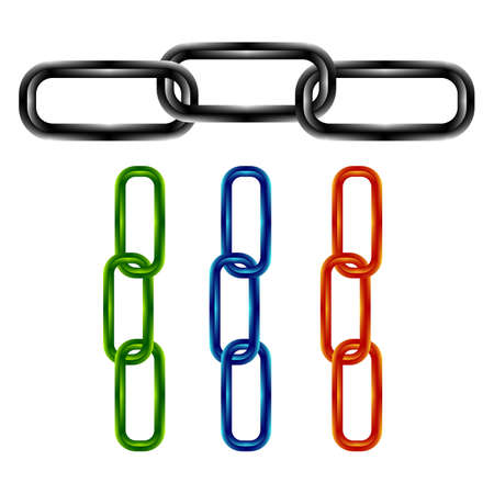 Colorized chain links set on white backgroundのイラスト素材