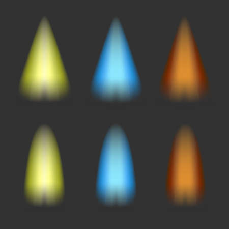 colored spotlights with different forms on a dark backgroundのイラスト素材