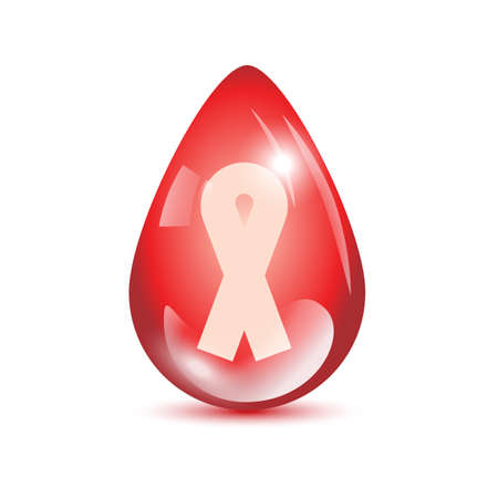 aids red sign inside a bleed drop with shadowのイラスト素材