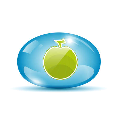 Apple icon in a water drop sphereのイラスト素材