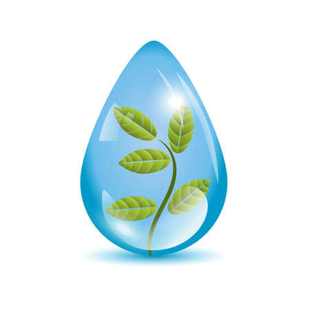 Plant in a water drop sphere iconのイラスト素材