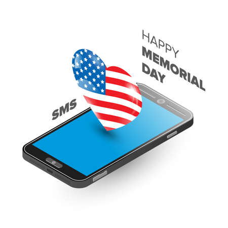 Memorial day poster with map and flagのイラスト素材