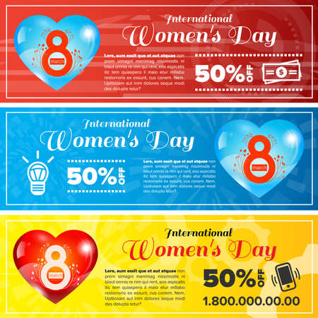 Women day horizontal banners set. Design concept. Vector Illustrationのイラスト素材