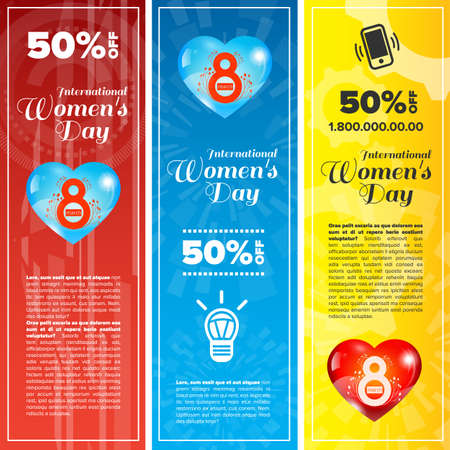 Women day vertical banners set. Design concept. Vector Illustrationのイラスト素材