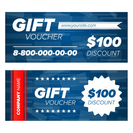Blue Gift voucher template with decorative elementsのイラスト素材