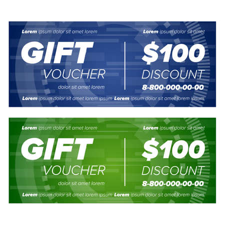 Blue and green Gift voucher template with decorative elementsのイラスト素材